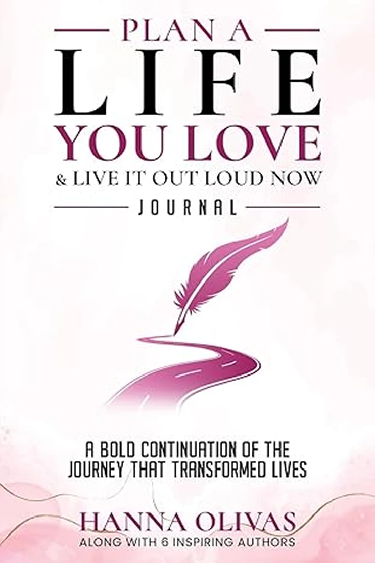 Inspirational journal cover with pink feather